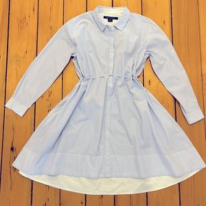 French Connection, flirty button down blue/white stripe dress, size 4